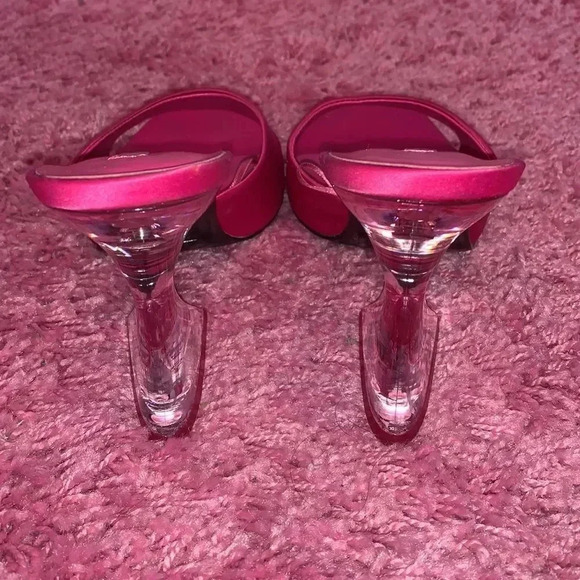 Zara Satin Heeled Methacrylate Mule Sandals Pink Size 8.5 - Picture 4 of 6